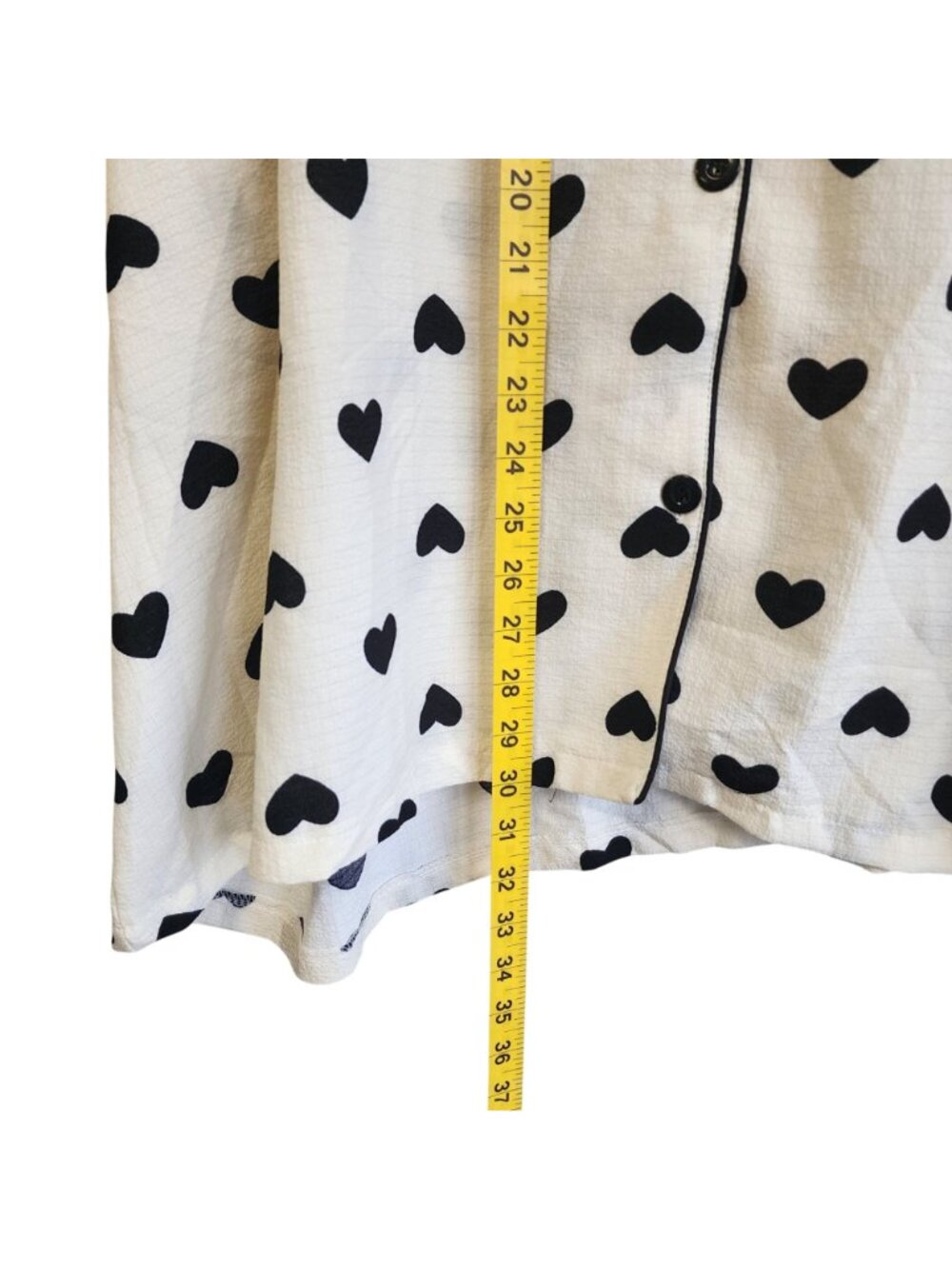Heart Print Button-Up Pajama Set Elastic Waist Shorts 5XL Lightweight  Women - Picture 5 of 7
